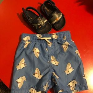 Swimming shirts and sandals